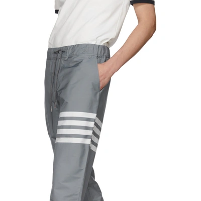 Shop Thom Browne Grey Swim Tech 4-bar Lounge Pants In 035 Medgry
