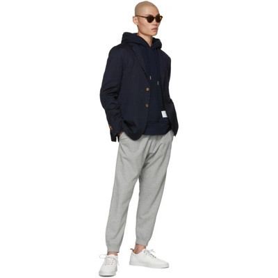 Shop Thom Browne Navy Pique 4-bar Hoodie In 415 Navy