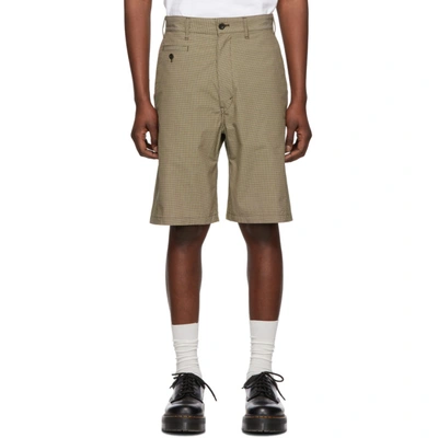 Shop Junya Watanabe Beige & Brown Check Military Cord Shorts