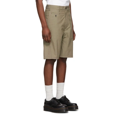 Shop Junya Watanabe Beige & Brown Check Military Cord Shorts