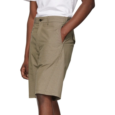 Shop Junya Watanabe Beige & Brown Check Military Cord Shorts