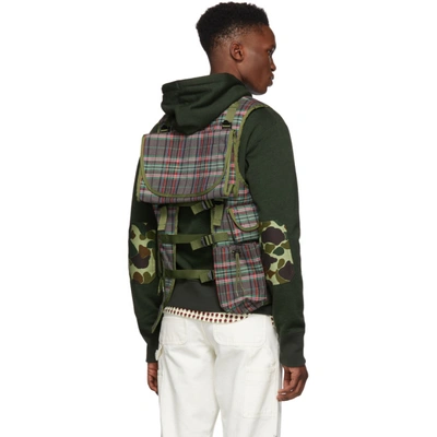 Shop Junya Watanabe Brown And Green Oxford Check Vest In 1 Brwn/grn