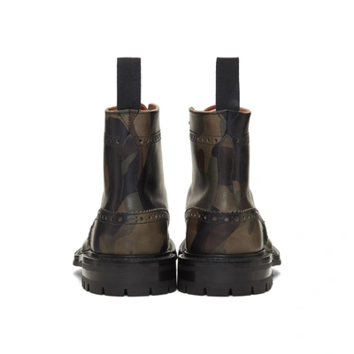 Shop Junya Watanabe Khaki Trickers Edition Camo Print Boots