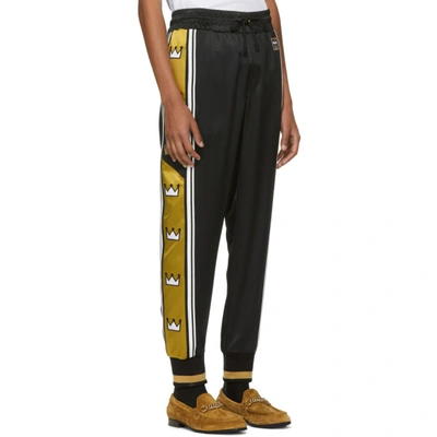 Shop Dolce & Gabbana Dolce And Gabbana Black And Gold Crowns Lounge Pants In N0000 Black
