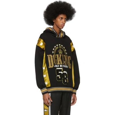 Shop Dolce & Gabbana Dolce And Gabbana Black And Gold Dg King Hoodie In N0000 Black