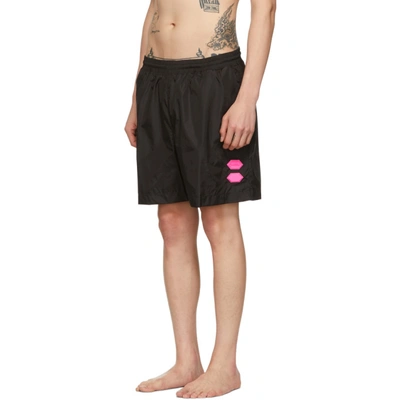 Shop Off-white Black Oversized Rubber Logo Swim Shorts