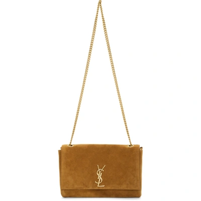 Shop Saint Laurent Reversible Brown Medium Kate Bag In 2539 Fauve
