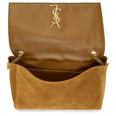 Shop Saint Laurent Reversible Brown Medium Kate Bag In 2539 Fauve