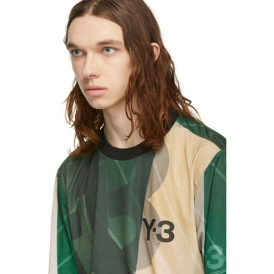 Shop Y-3 Beige And Green Aop Football T-shirt In Champagne
