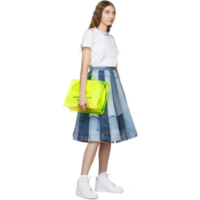 Shop Junya Watanabe Indigo Denim Mix Panelled Skirt In 1 Indigo