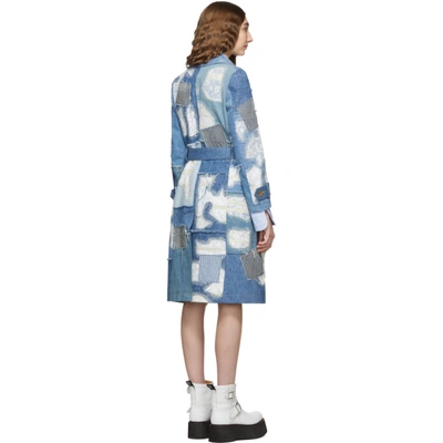 Shop Junya Watanabe Indigo And White Denim Mix Lace Patchwork Jacket