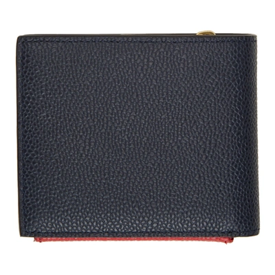 Shop Thom Browne Navy Fold-out Coin Purse Wallet In 960 Rwbwht