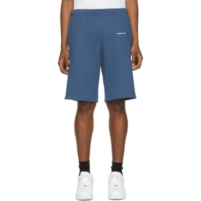 Shop Off-white Blue Logo Sweat Shorts In 3001bluewht