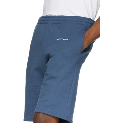Shop Off-white Blue Logo Sweat Shorts In 3001bluewht
