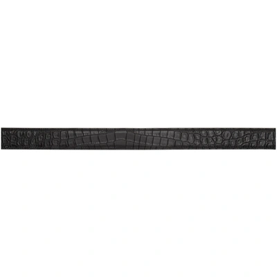 Shop Saint Laurent Black Croc Monogramme Belt In 1000 Black