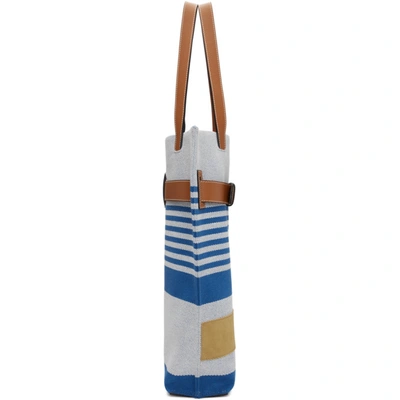 Shop Loewe Blue And White Striped Tote In 5587 Blue