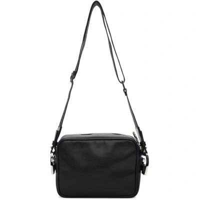 Shop Off-white Black Leather Crossbody Bag In 1001 Blkwht