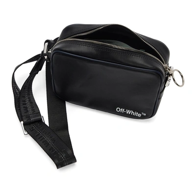 Shop Off-white Black Leather Crossbody Bag In 1001 Blkwht
