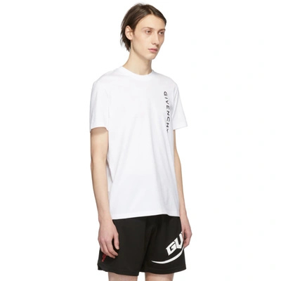 Shop Givenchy White Vertical Logo Slim-fit T-shirt In 100 White