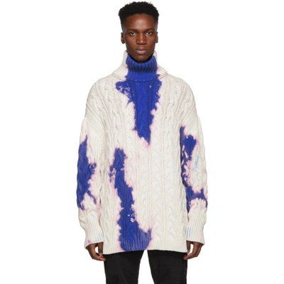 Shop Balenciaga Blue And White Bleach Turtleneck In 4005 Blue