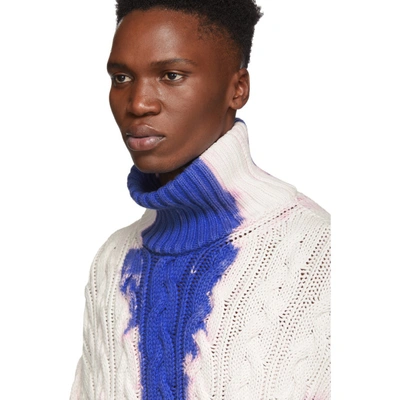 Shop Balenciaga Blue And White Bleach Turtleneck In 4005 Blue