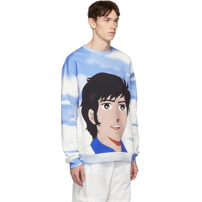 Shop Msgm Blue And White Shiro Print Sweatshirt In 01 Multi