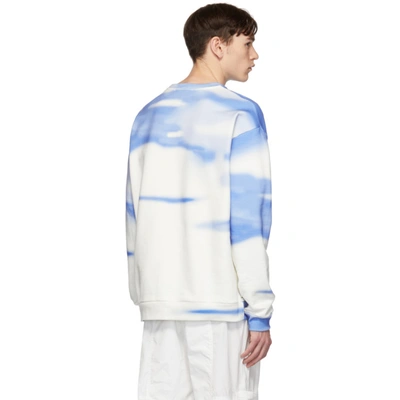 Shop Msgm Blue And White Shiro Print Sweatshirt In 01 Multi