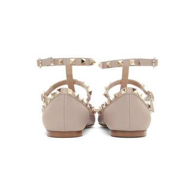 Shop Valentino Pink  Garvani Rockstud Ballerina Flats In P45 Poudre