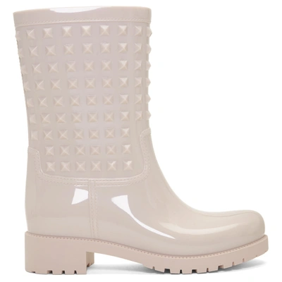 Shop Valentino Pink  Garavani Rockstud Rain Boots