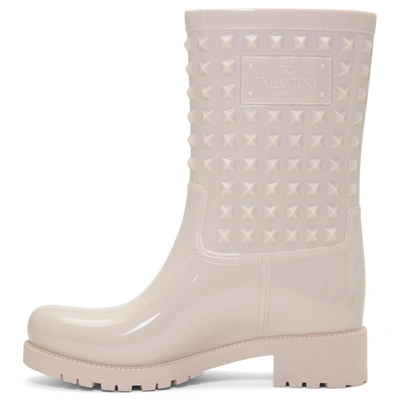 Shop Valentino Pink  Garavani Rockstud Rain Boots