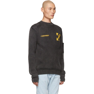 Shop Off-white Black Knit Flamed Bart Sweater