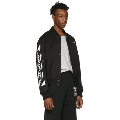 Shop Off-white Black Diag Varsity Bomber Jacket In 1001 Blk/wt