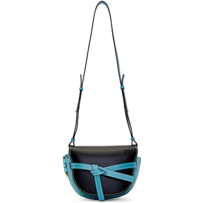 Shop Loewe Black And Blue Small Gate Bag In 1195 Black/