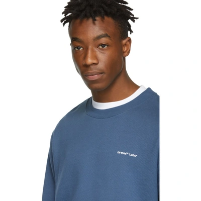 Shop Off-white Blue Logo Sweatshirt In 3001 Blu/wt