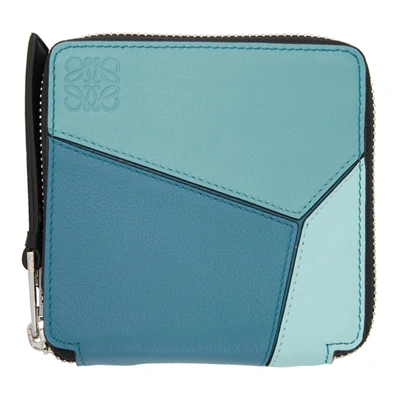 Shop Loewe Blue Square Puzzle Zip Wallet In 8890 Blue M