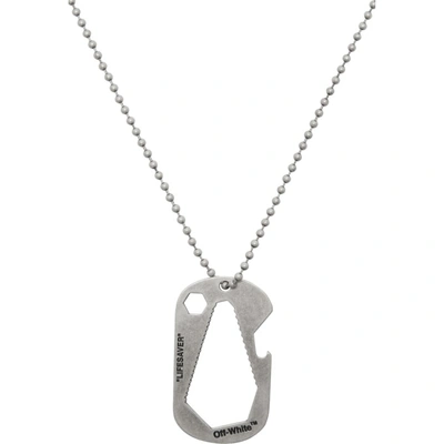 Shop Off-white Silver Lifesaver Necklace In 9100 Silver