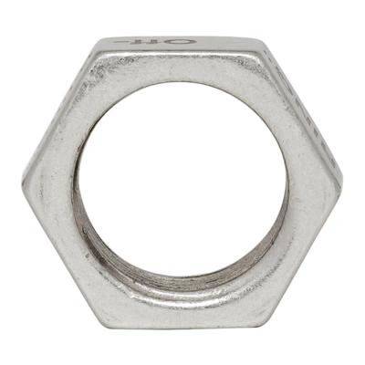 Shop Off-white Silver Hex Nut Ring In 9100 Silver