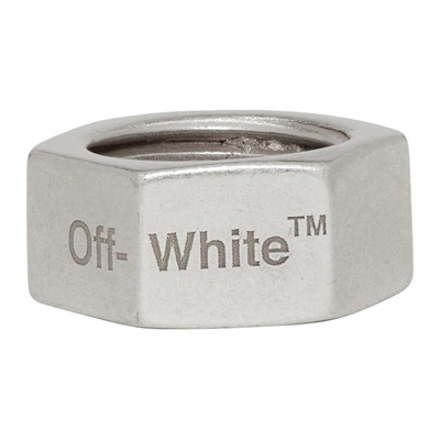 OFF-WHITE 银色六角螺母戒指