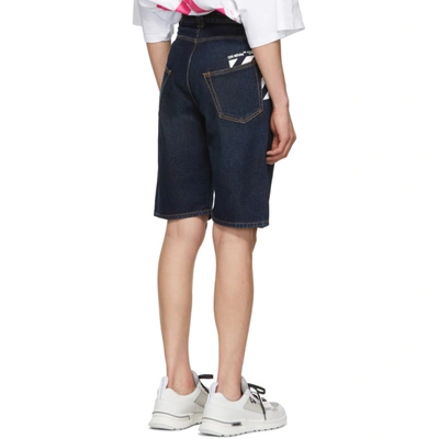 Shop Off-white Blue Denim Slim Shorts In 8710 Medblu