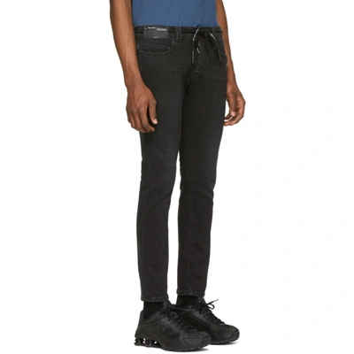 Shop Off-white Black Skinny Regular Length Jeans In 1001 Blk/wt