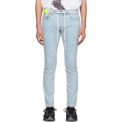 Shop Off-white Blue Skinny Regular Length Jeans In 7101 Bleac