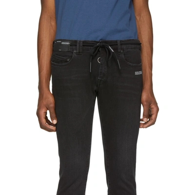 Shop Off-white Black Skinny Regular Length Jeans In 1001 Blk/wt