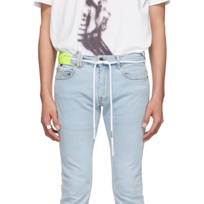 Shop Off-white Blue Skinny Regular Length Jeans In 7101 Bleac