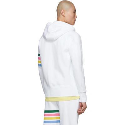 Shop Thom Browne White Classic Zip-up 4-bar Hoodie In White 100