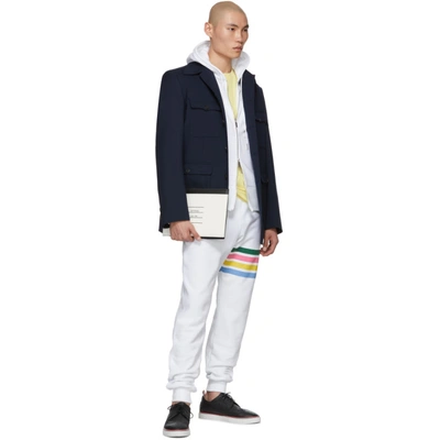 Shop Thom Browne White Classic Zip-up 4-bar Hoodie In White 100