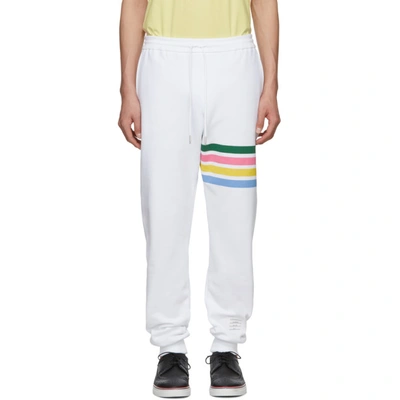 Shop Thom Browne White Jersey 4-bar Lounge Pants In White 100