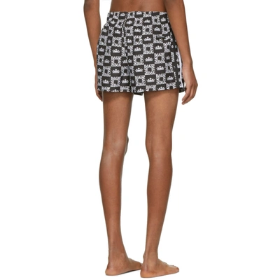 Shop Dolce & Gabbana Dolce And Gabbana Black And White Crown Swim Shorts In Hny47 Black