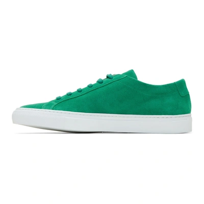 Shop Common Projects Green Suede Original Achilles Low Sneakers