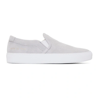 Shop Common Projects Grey Suede Slip-on Sneakers In 7543 Grey