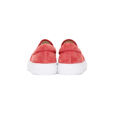 Shop Common Projects Red Suede Slip-on Sneakers